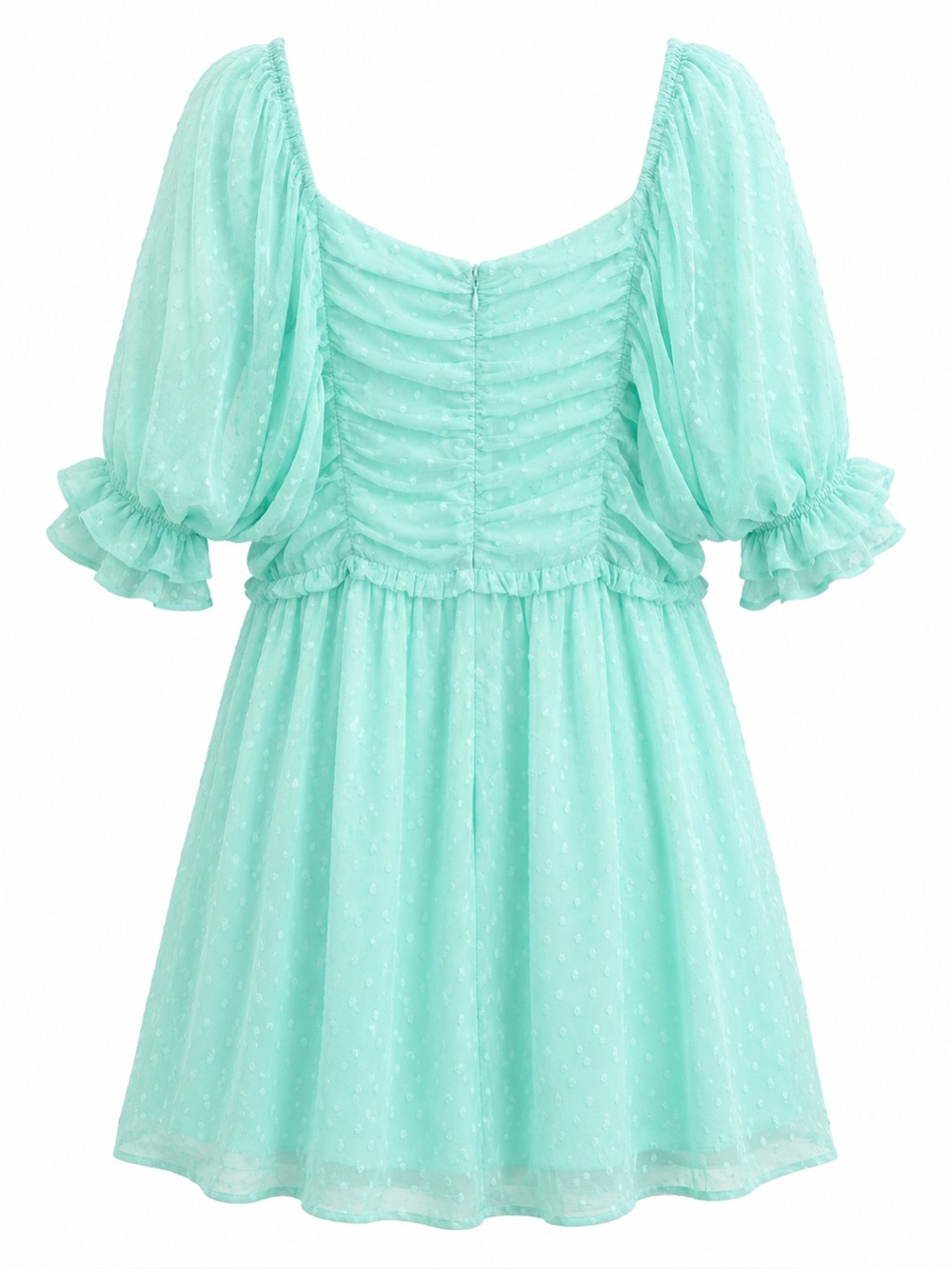 ANDREE BY UNIT Mint Puff Sleeve Swiss Dot Mini Dress - Picture 3 of 3